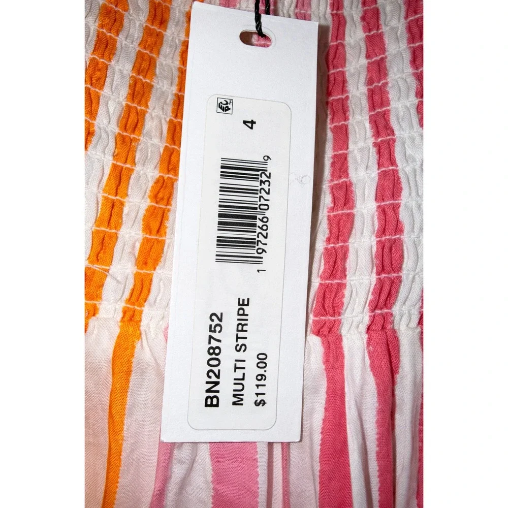 Steve Madden Deyvani Dress Multi Stripe Midi Sun Dress Size 4 Pink Orange Yellow - Picture 5 of 10
